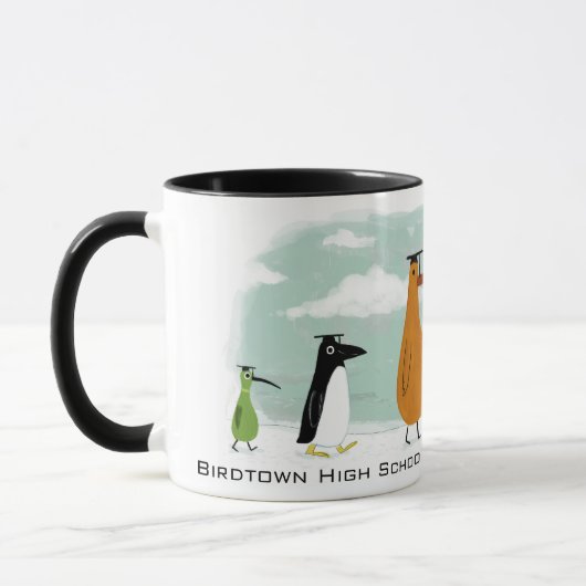 Funny Birds Abschluss Procession mit Custom Text Tasse (Links)