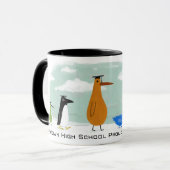 Funny Birds Abschluss Procession mit Custom Text Tasse (Vorderseite Links)