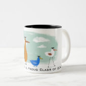 Funny Birds Abschluss Procession mit Custom Text Zweifarbige Tasse (VorderseiteRechts)
