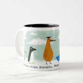 Funny Birds Abschluss Procession mit Custom Text Zweifarbige Tasse (Vorderseite Links)