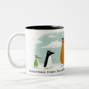 Funny Birds Abschluss Procession mit Custom Text Zweifarbige Tasse