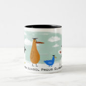 Funny Birds Abschluss Procession mit Custom Text Zweifarbige Tasse (Mittel)