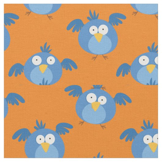 Funny Birds Albern Blue Bird Kids Cartoon Stoff (Nahaufnahme)