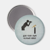 Funny Birdwatcher - Ihr Text - gemalt Metallausseh Magnet (Vorderseite/Rückseite)