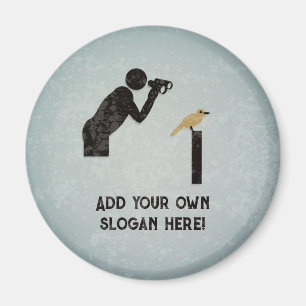 Funny Birdwatcher - Ihr Text - gemalt Metallausseh Magnet