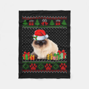 Funny Birman Cat Weihnachtsmannmütze Ugly Christma Fleecedecke