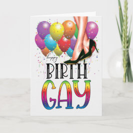 Funny Birth GAY White Female Legs Rainbow Birthday Karte