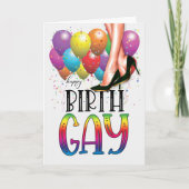 Funny Birth GAY White Weibliche Legs Rainbow Birth Karte (Vorderseite)