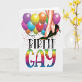 Funny Birth GAY White Weibliche Legs Rainbow Birth Karte (Gelbe Blume)
