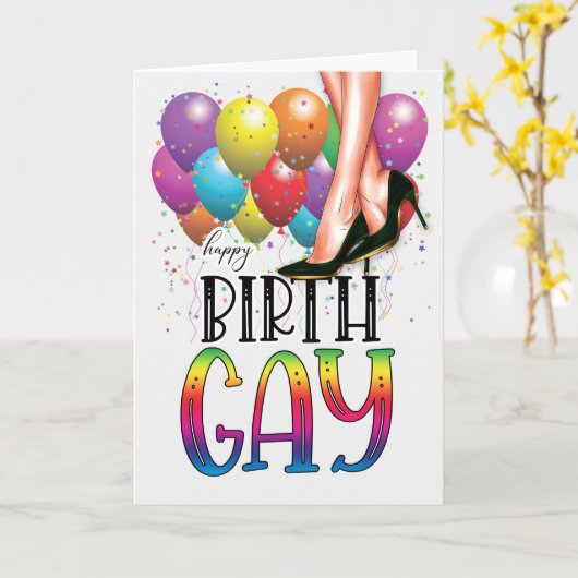 Funny Birth GAY White Weibliche Legs Rainbow Birth Karte (Gelbe Blume)