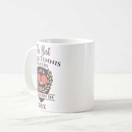 Funny Birth Year Birthday Name Table Tennis Kaffeetasse (Vorderseite Links)