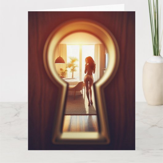 FUNNY BIRTHDAKING PEEKING PERVERT GREETING CARD KARTE (Vorderseite)