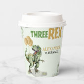Funny Birthday 3d Boy with Dinosaur Theme Pappbecher (Rückseite)