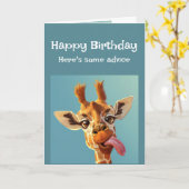 Funny Birthday Advice Giraffe Sticken der Zunge he Karte (Gelbe Blume)