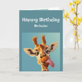 Funny Birthday Advice Giraffe Sticken der Zunge he Karte (Gelbe Blume)