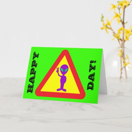 Funny Birthday Alien Happy Over the Hill Karte (Gelbe Blume)