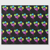 Funny Birthday Balloon Face on Black Geschenkpapier (Flach)