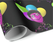 Funny Birthday Balloon Face on Black Geschenkpapier (Rolleneckpunkt)