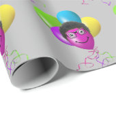 Funny Birthday Balloon Face on Gray Geschenkpapier (Rolleneckpunkt)