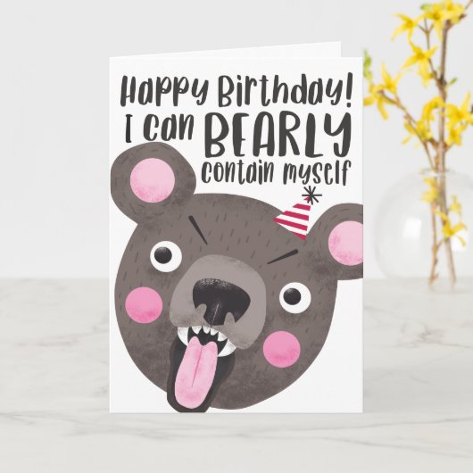 Funny Birthday Bear Karte (Gelbe Blume)