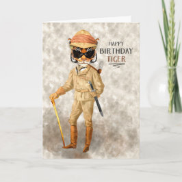 Funny Birthday Big Game Hipster Tiger Safari Karte