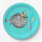 Funny Birthday Blowfish Party Pappteller (Vorderseite)