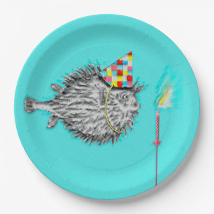 Funny Birthday Blowfish Party Pappteller
