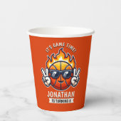 Funny Birthday Boy with Basketball Theme Pappbecher (Rückseite)