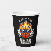 Funny Birthday Boy with Basketball Theme Pappbecher (Rückseite)