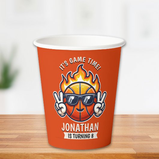 Funny Birthday Boy with Basketball Theme Pappbecher