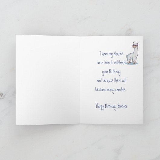 Funny Birthday Brother Age Llama Animal Karte (Innenseite)