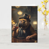 Funny Birthday Bulldog Holding a Whiskey Karte (Gelbe Blume)