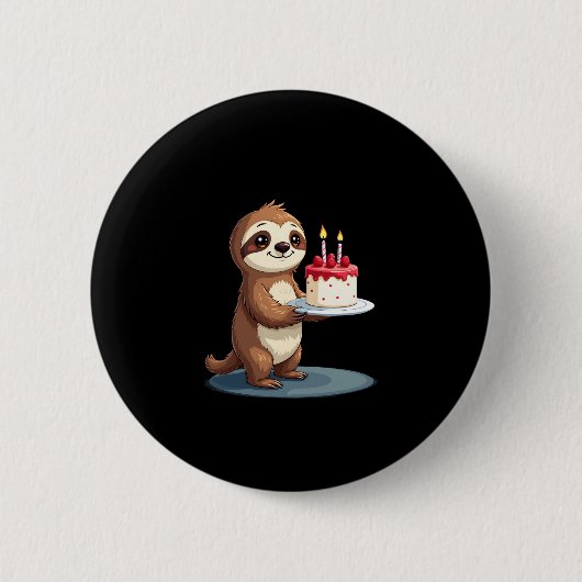 Funny Birthday Cake mit Sloth Kostüm für Jungs und Button (Vorderseite)