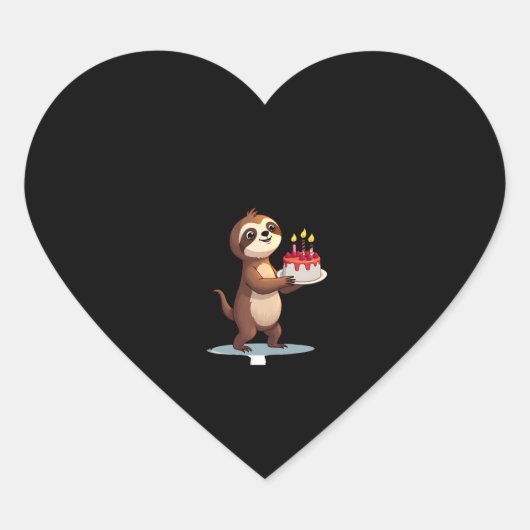 Funny Birthday Cake mit Sloth Kostüm für Jungs und Herz-Aufkleber (Vorderseite)