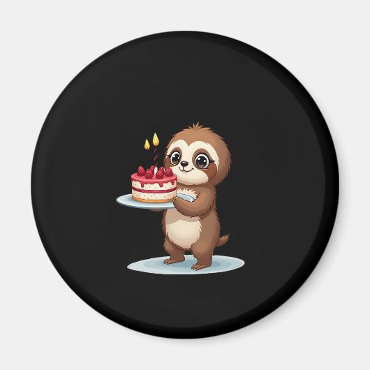 Funny Birthday Cake mit Sloth Kostüm für Jungs und Magnet (Vorne)
