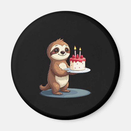 Funny Birthday Cake mit Sloth Kostüm für Jungs und Magnet (Vorne)