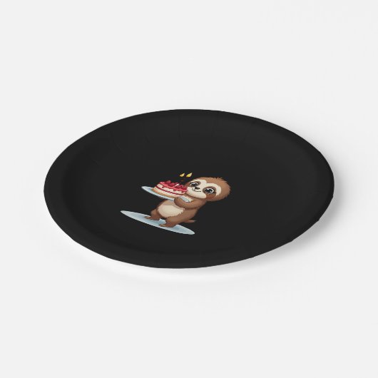 Funny Birthday Cake mit Sloth Kostüm für Jungs und Pappteller (Schrägansicht)