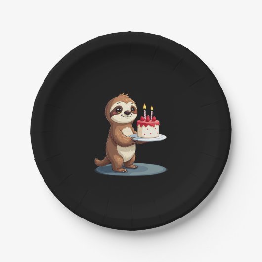 Funny Birthday Cake mit Sloth Kostüm für Jungs und Pappteller (Vorderseite)