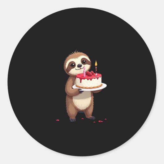 Funny Birthday Cake mit Sloth Kostüm für Jungs und Runder Aufkleber (Vorderseite)