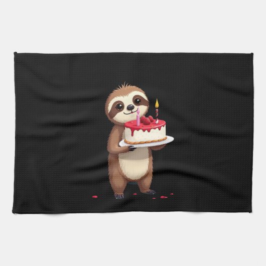 Funny Birthday Cake with Sloth Costume for Boys an Geschirrtuch (Horizontal)