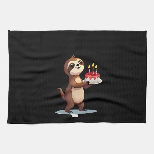 Funny Birthday Cake with Sloth Costume for Boys an Geschirrtuch (Horizontal)