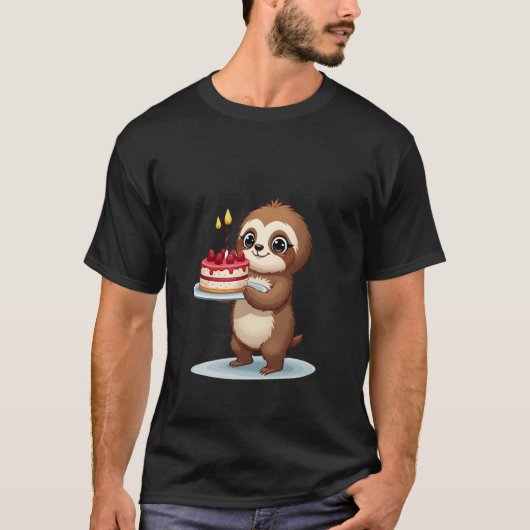 Funny Birthday Cake with Sloth Costume for Boys an T-Shirt (Vorderseite)