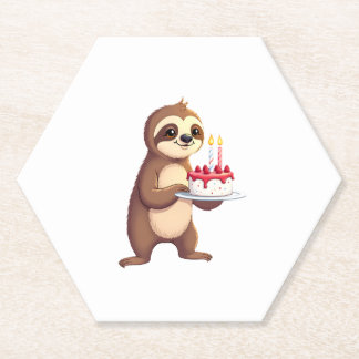 Funny Birthday Cake with Sloth Costume for Boys an Untersetzer