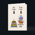 Funny Birthday Cakes Geburtstagskarte Karte<br><div class="desc">Dies ist eine lustige Geburtstagskarte,  die Sie Ihrer Ehefrau,  Ihrem Ehemann,  Partner,  Freund,  Freundin,  Geschwister,  etc. geben können. Sie können die innere Begrüßung anpassen,  um Ihren Empfänger Anzug. Designed by Sheila Cicchi,  Brownielocks.com. Alle Rechte vorbehalten.</div>