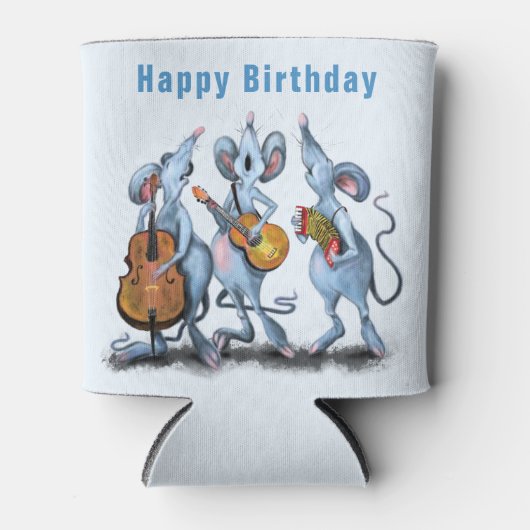 Funny Birthday Can Cooler mit Mouse Music Band Dosenkühler (Vorderseite)