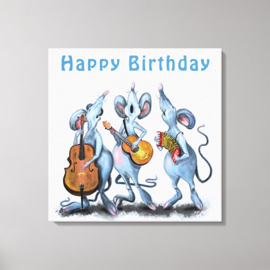 Funny Birthday Canvas Print Mouse Music Band Leinwanddruck (Vorderseite)