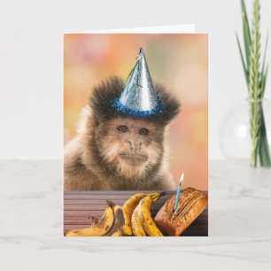 Funny Birthday Capuchin Monkey Banana Brot Karte