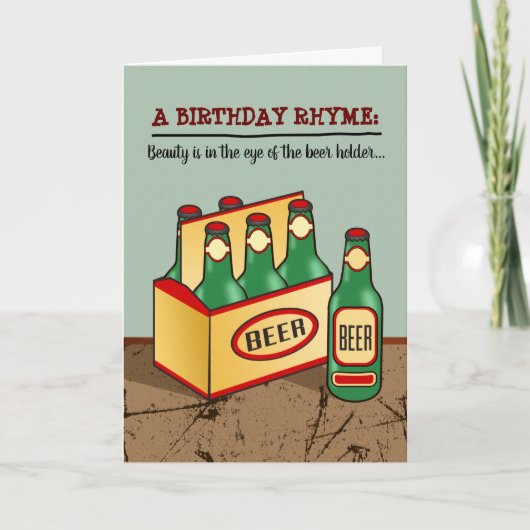 Funny Birthday Card (6 Pack Bier) Rhyme Karte (Vorderseite)