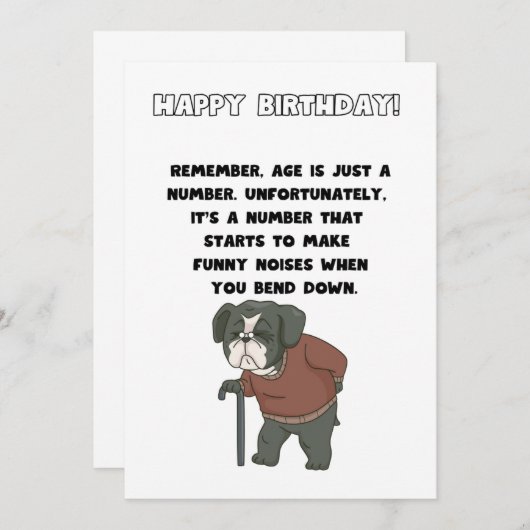 Funny Birthday Card - Alter ist nur eine Zahl Einladung (Vorne/Hinten)