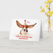 Funny birthday card Basset hound dog with big ears Karte (Gelbe Blume)